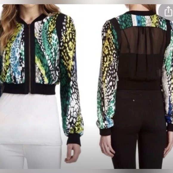 BCBG max azria Large abstract zip blazer jacket like new y2k - Picture 1 of 4